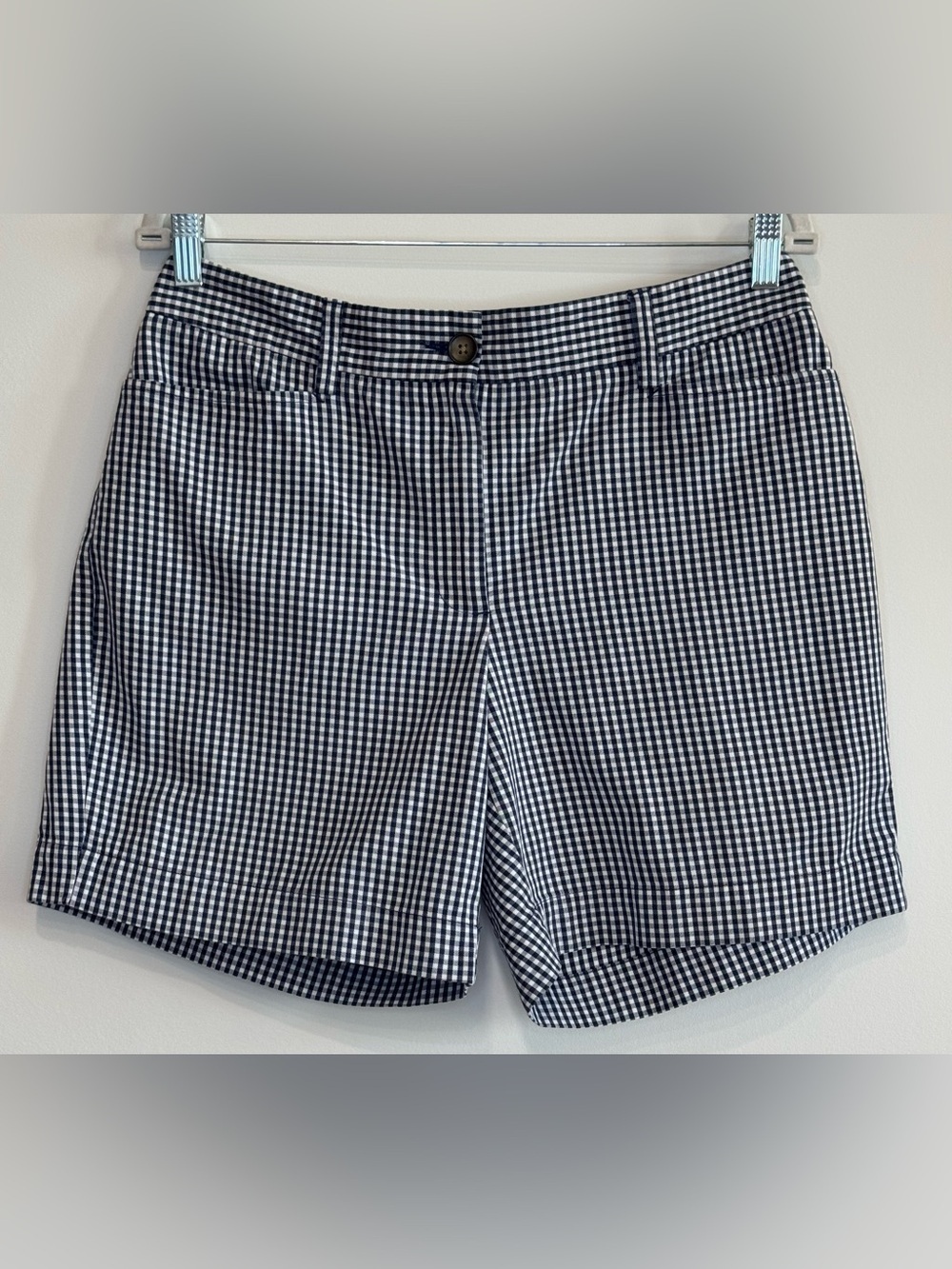 Lands’ End Women’s Black & White Checkered Cotton Bermuda Shorts Size 12